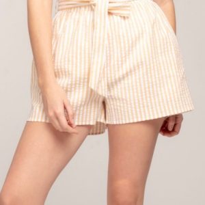 Ckoey - Striped Paper Bag Shorts in Yellow